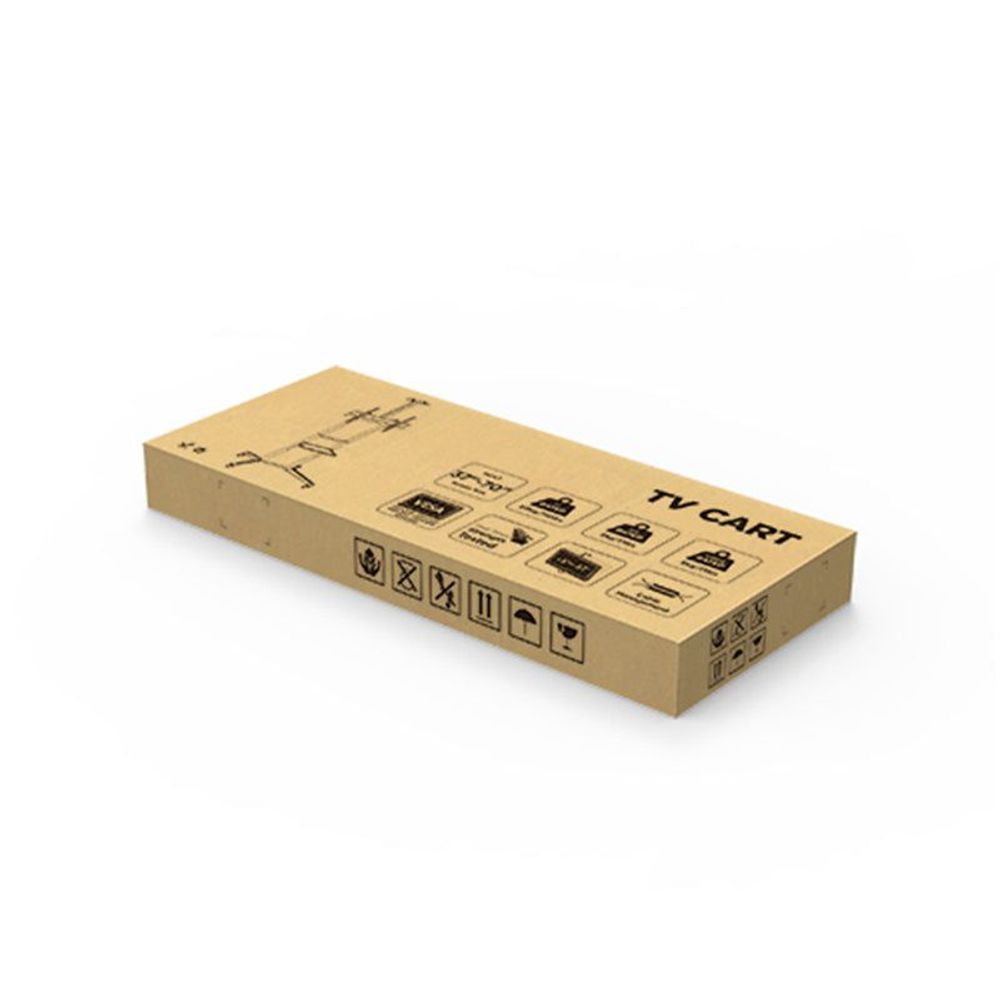 TV cart shipping box with printed handling icons and product label
