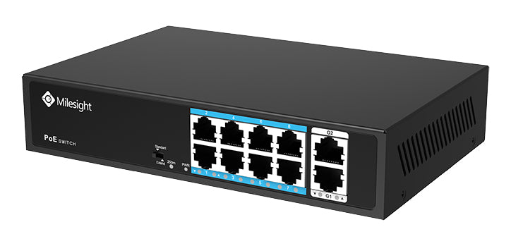 Milesight 8 Port 100Mbps AF/AT 120 Watt PoE Switch with Gigabit Uplink