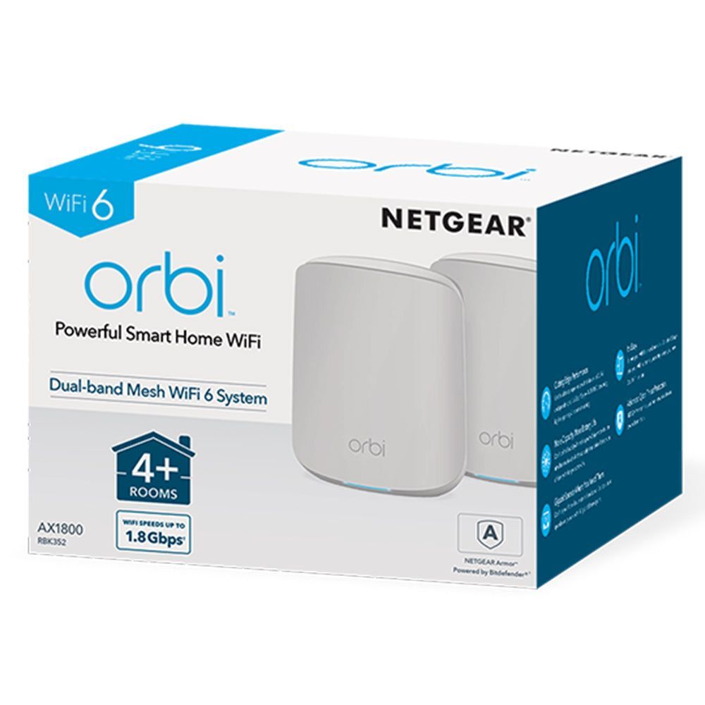 NETGEAR RBK352-100AUS - New but Opened Box - Orbi AX1800 Dual-band Mesh WiFi 6 System 2pk