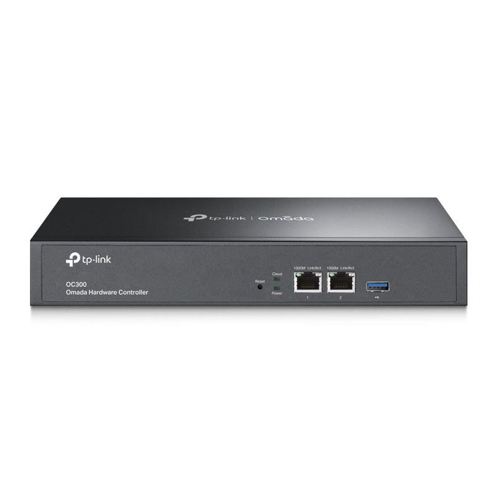 TP-Link Omada OC300 hardware controller front view with two LAN ports and USB