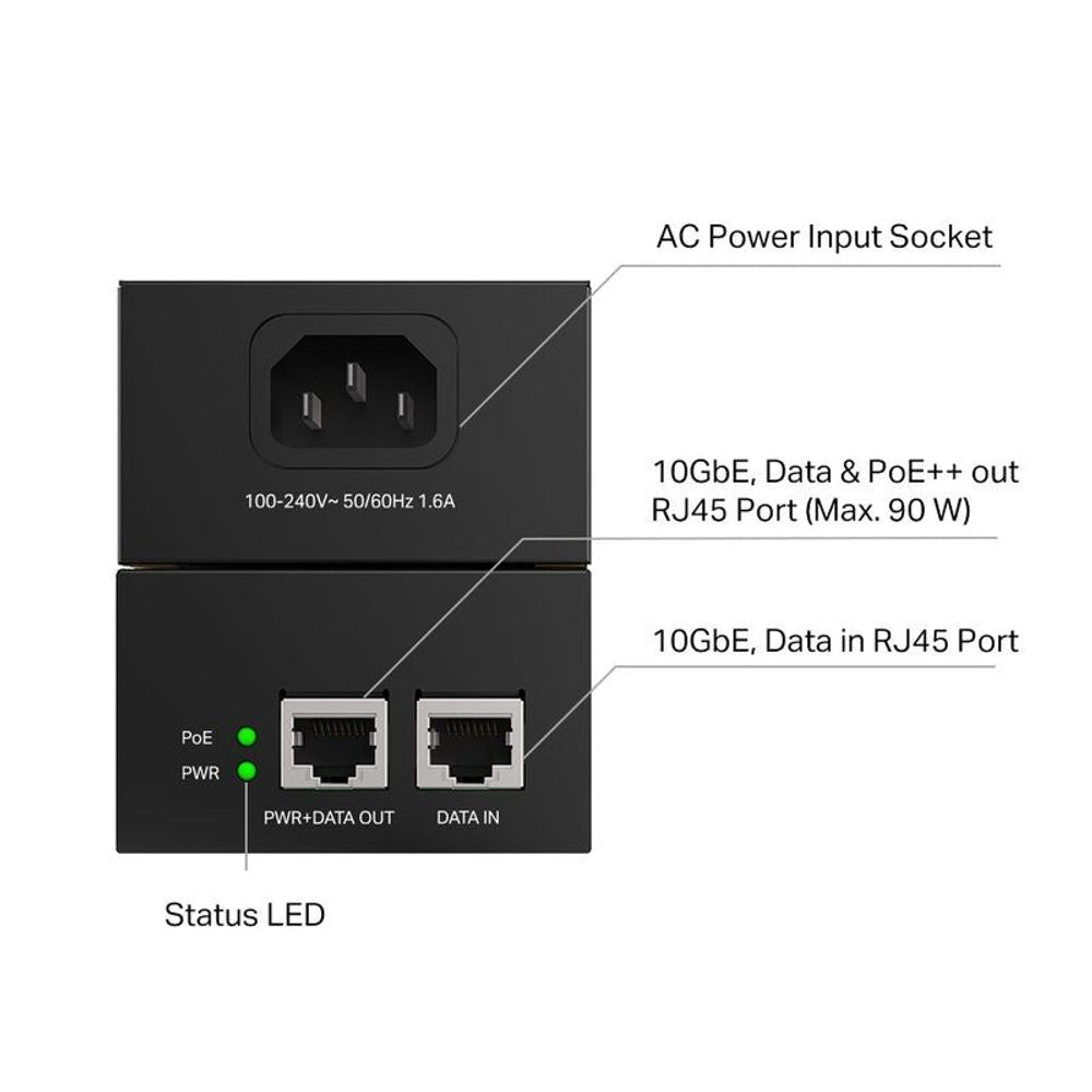 TL-POE380S - TP-Link POE380S, Omada 10G PoE++ Injector