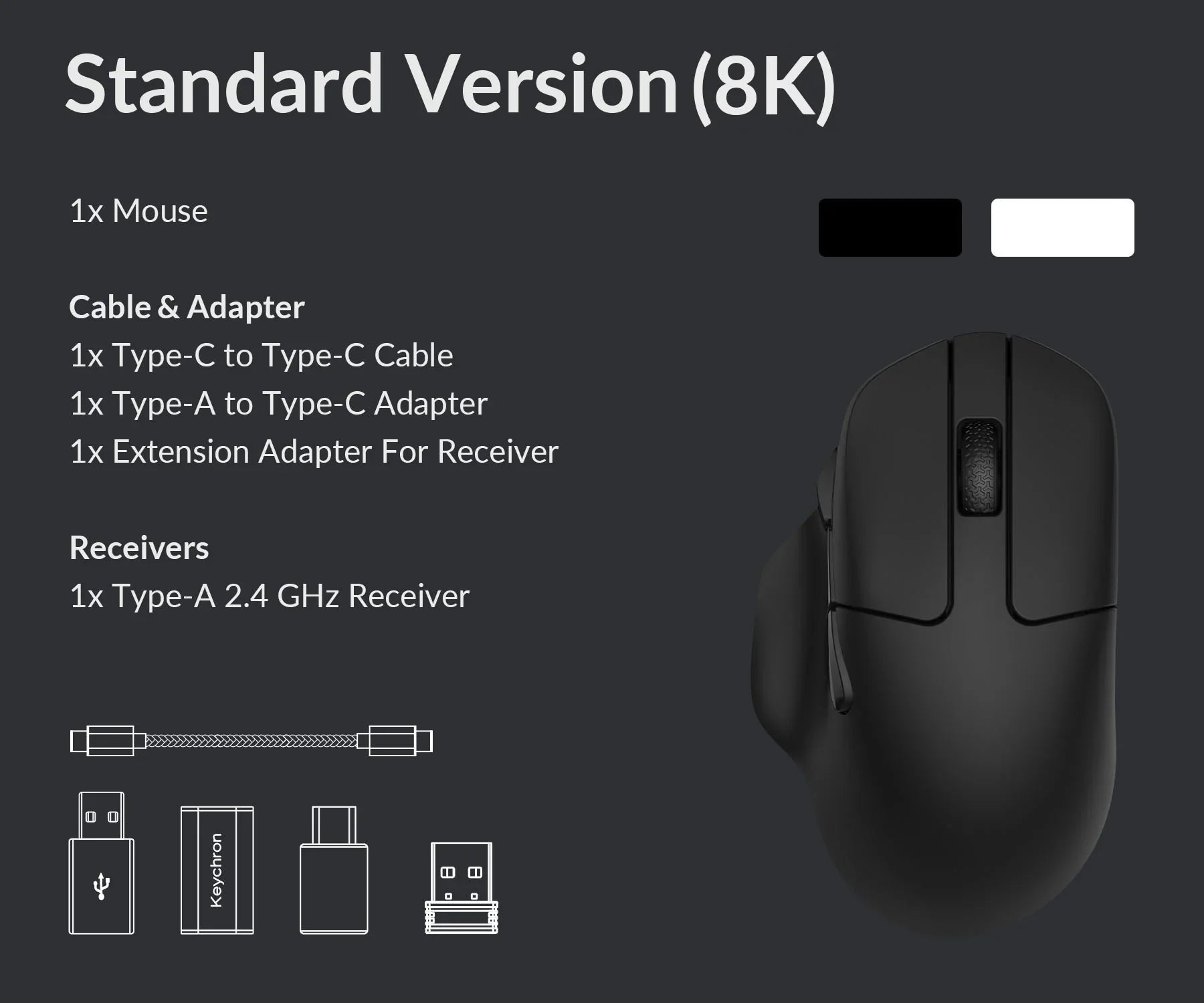 Keychron M7 8K Wireless Mouse - Black
