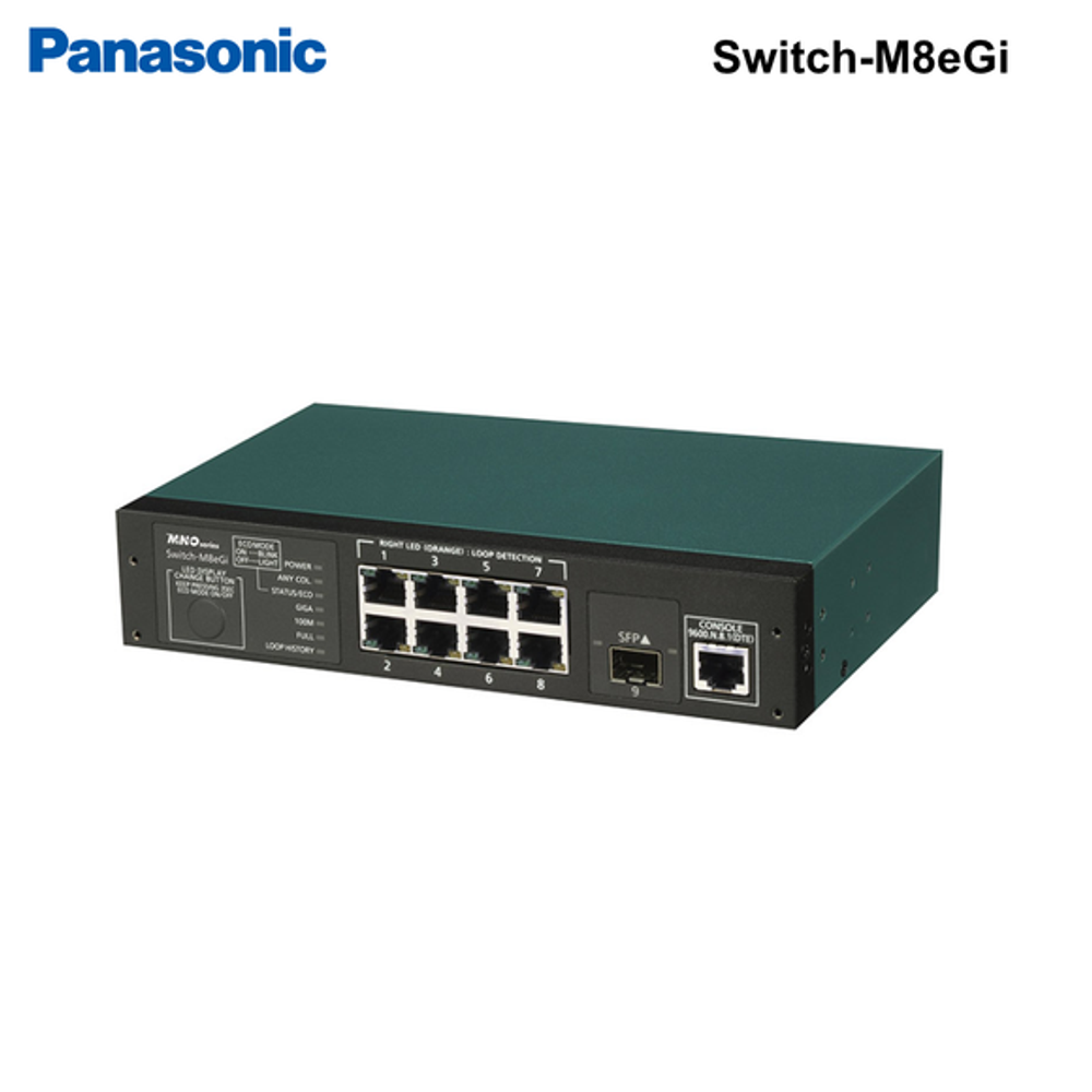 Switch-M8eG-c - Panasonic Giga Ethernet Ethernet Switch with management 8 ports of 10/100/1000BASE-T, SFP extension slot