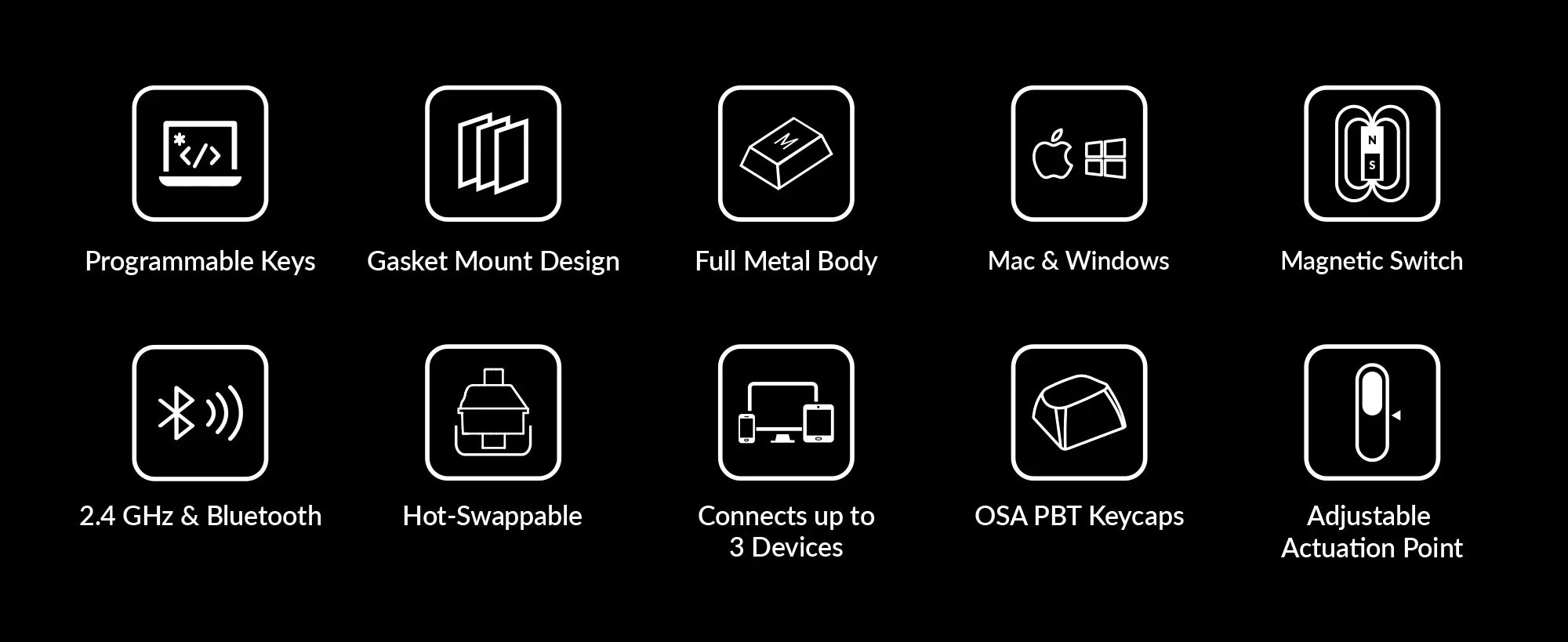 Keychron Q3H-M1 80% layout, HE QMK, Carbon Black, Gateron Double-Rail Magnetic Nebula Switch , Wireless with Knob