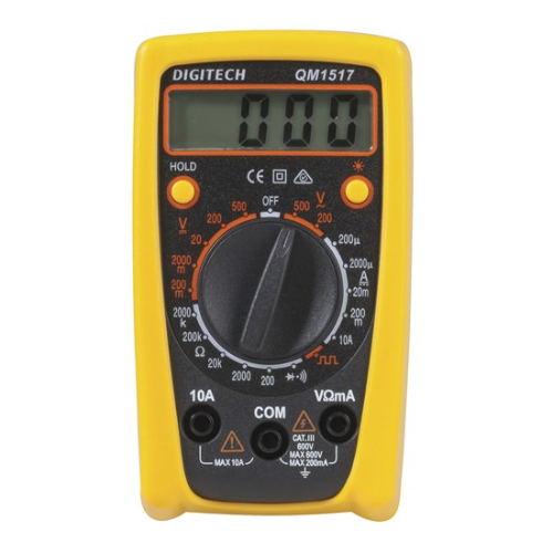 QM1517 Economy CatIII Multimeter with Data Hold Tech Supply Shed font