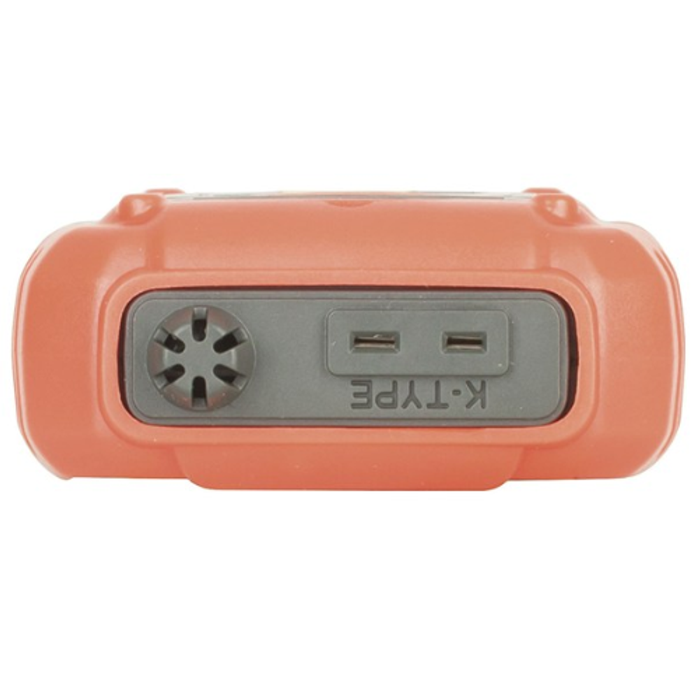 Orange thermometer back panel with speaker/port openings