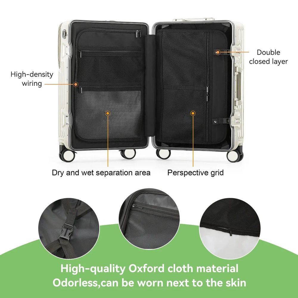 AIWEINY 2025 Aluminum Frame Hard Shell Suitcase