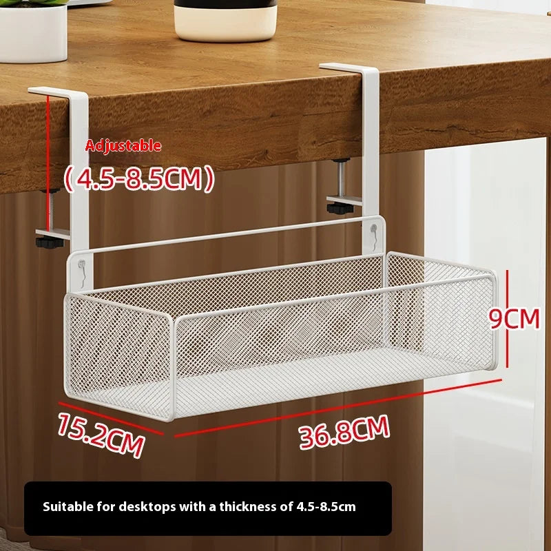 Adjustable Under-Desk Cable Management Tray with Clamp Mount for Professional and Home Environments White (Large Clamp)