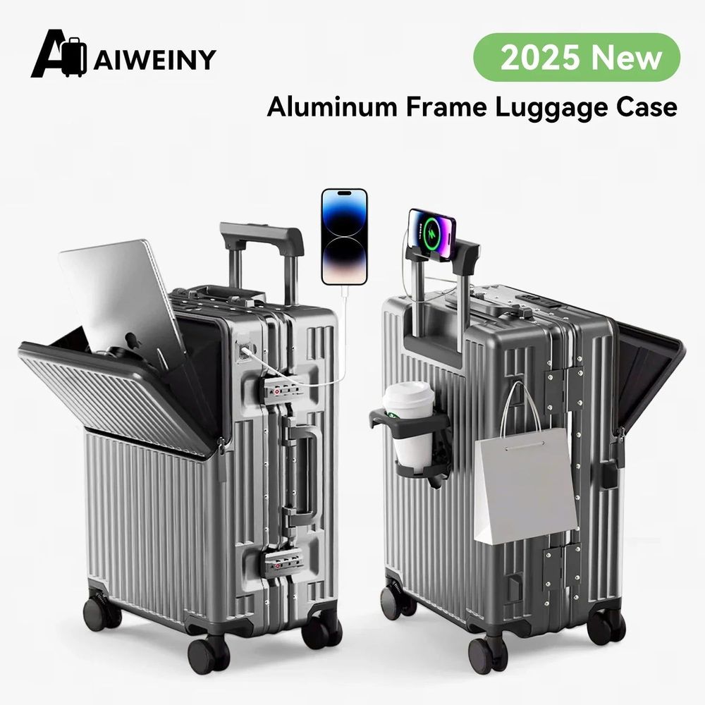 AIWEINY 2025 Aluminum Frame Hard Shell Suitcase