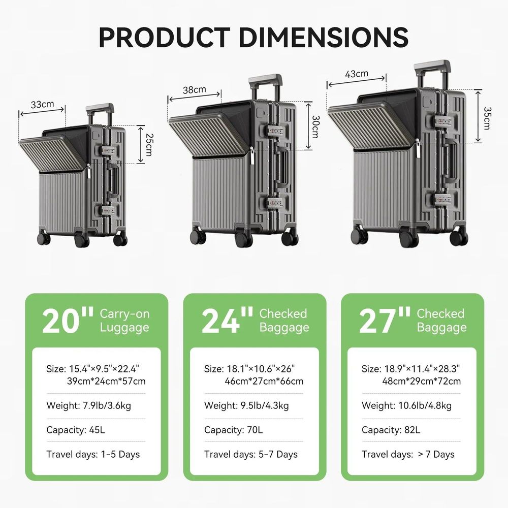 AIWEINY 2025 Aluminum Frame Hard Shell Suitcase