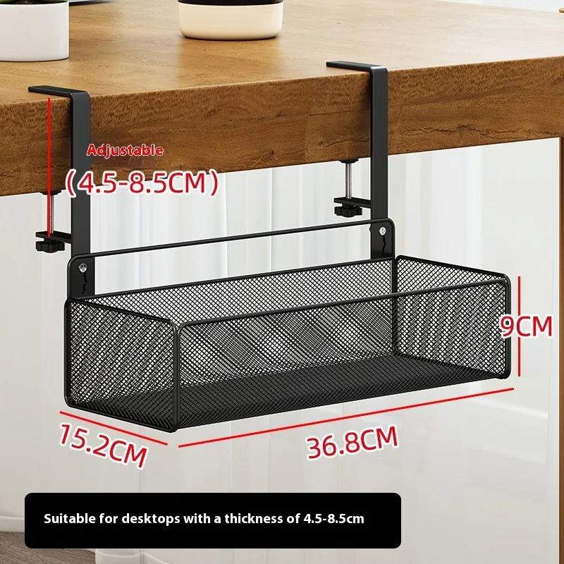 Adjustable Under-Desk Cable Management Tray with Clamp Mount for Professional and Home Environments Black (Large Clamp)