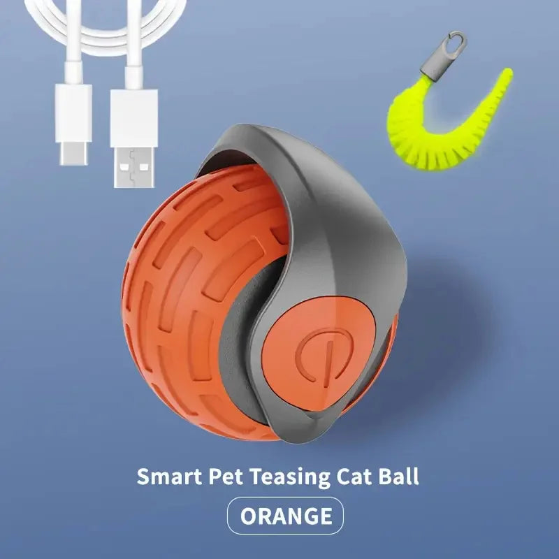 Automatic Interactive Smart Cat Toy - USB Rechargeable Rolling Ball and Mouse Car Teaser Orange G