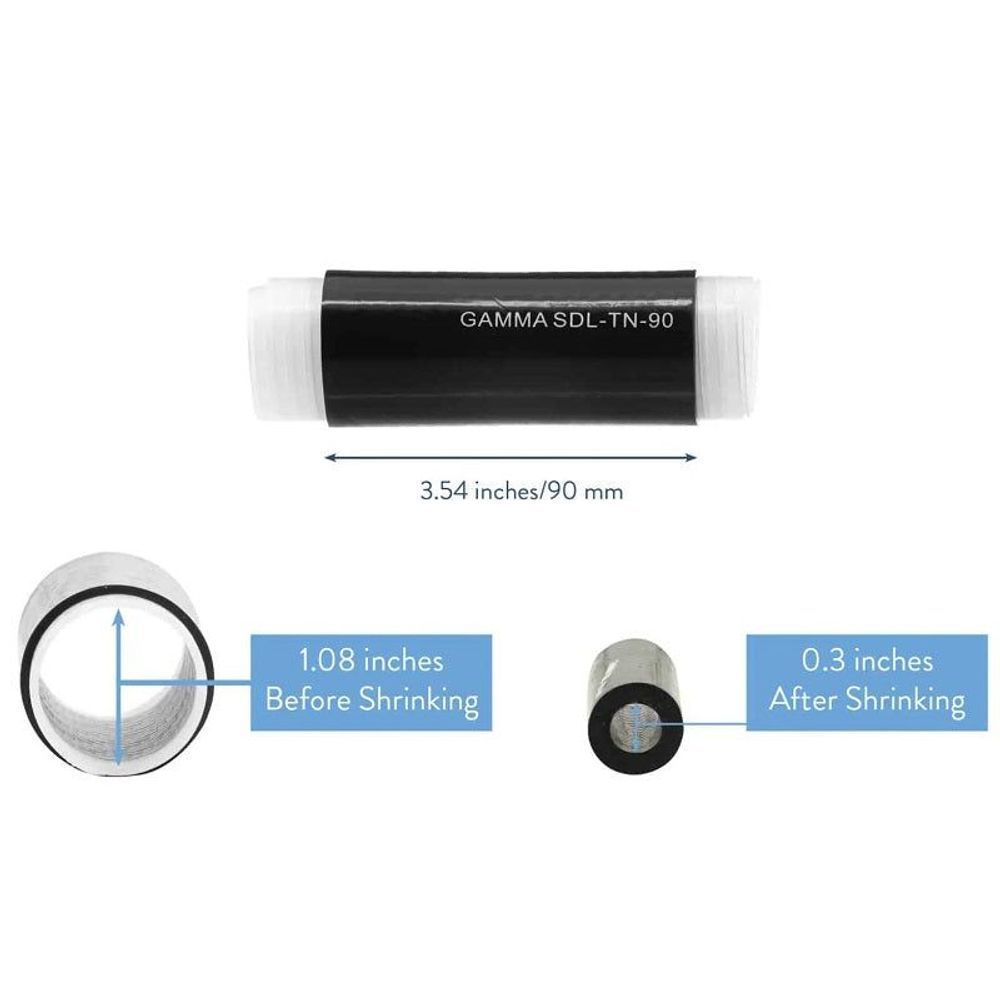 Silicone cold-shrink tubing for Type N connectors, black sleeve, 3.54 in/90 mm length
