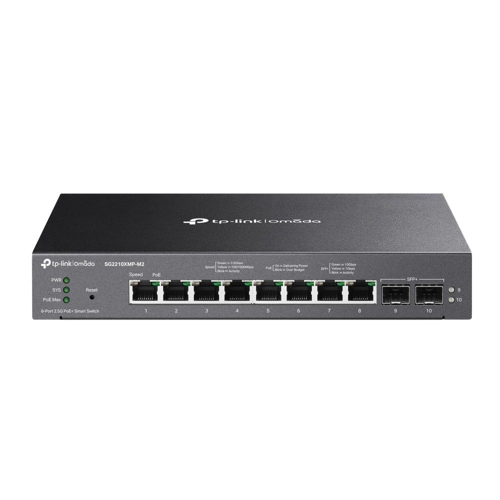 TL-SG2210XMP-M2 - TP LINK Omada 8-Port 2.5GBASE-T and 2-Port 10GE SFP+ Smart Switch with 8-Port PoE+