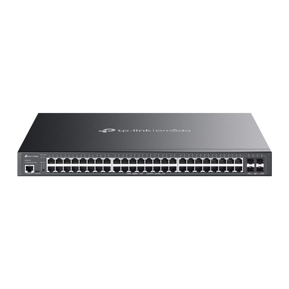 TP LINK JetStream 48-Port Gigabit and 4-Port 10GE SFP+ L2+ Managed Switch with 48-Port PoE+ Default Title