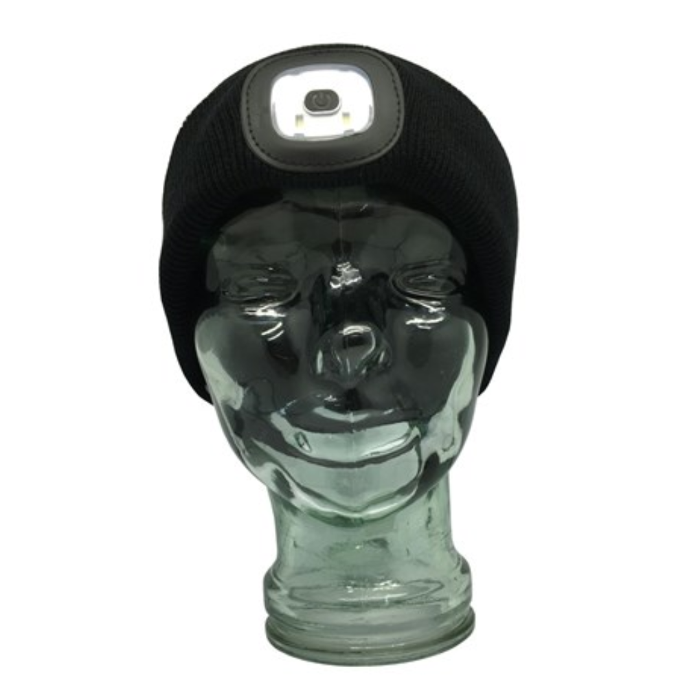 ST3214 - Black Beanie with rechargeable LED Head Lamp