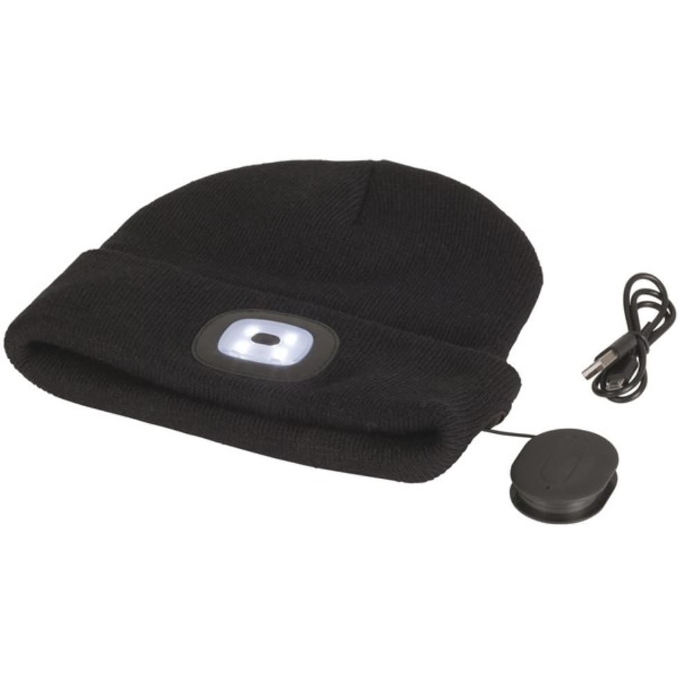 ST3217 - Black Beanie with Bluetooth® Speakers and LED Torch