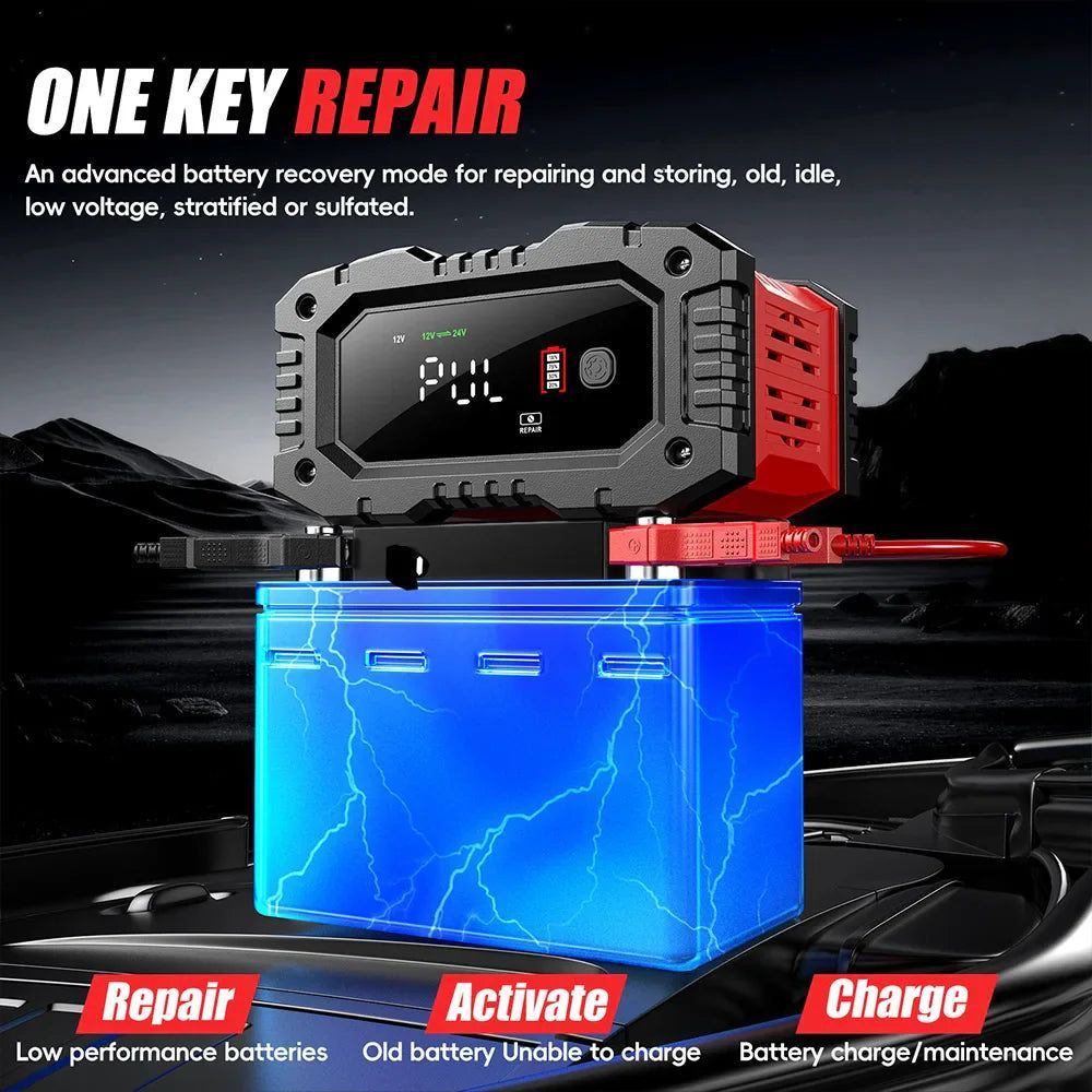 FOXSUR 20A/10A Smart Battery Charger for Car / Motorcycle