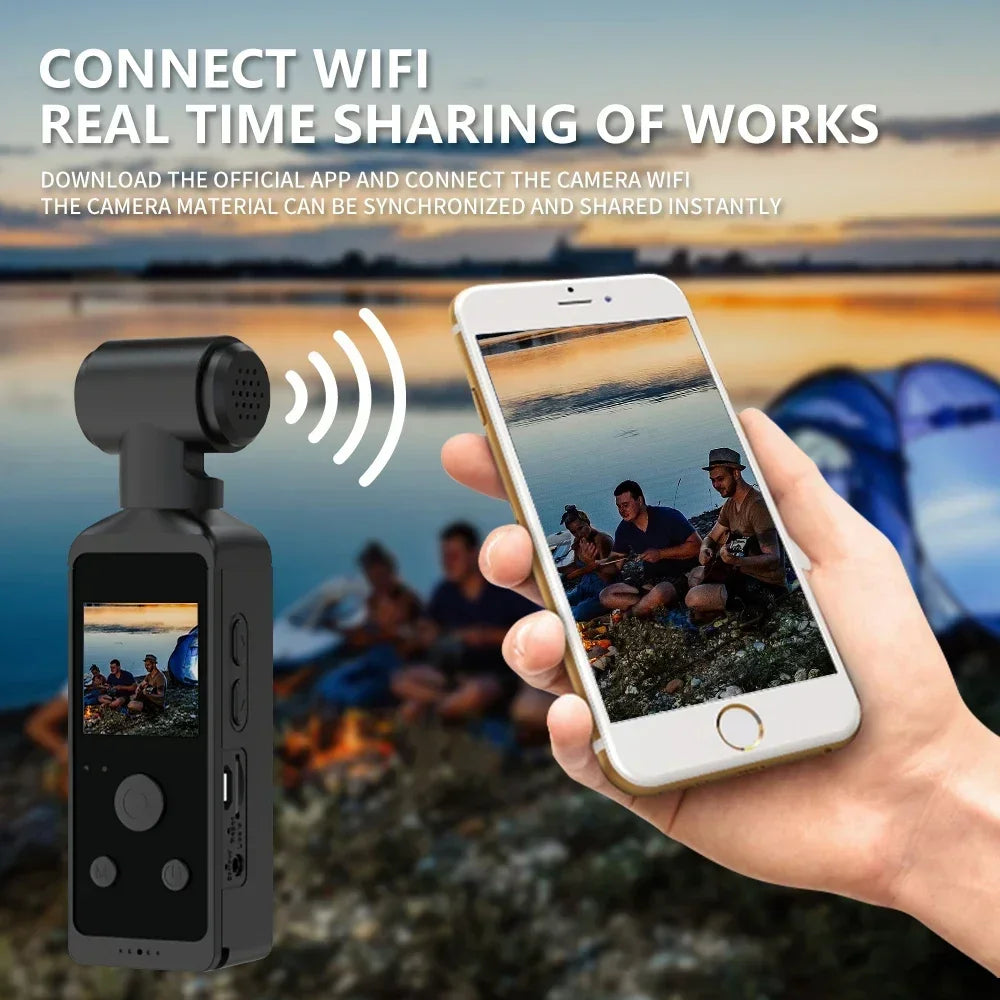 DIXSG 4K 1080P WiFi Full HD Mini Camcorder with 270° Rotation and Waterproof Case for Outdoor Sports Documentation