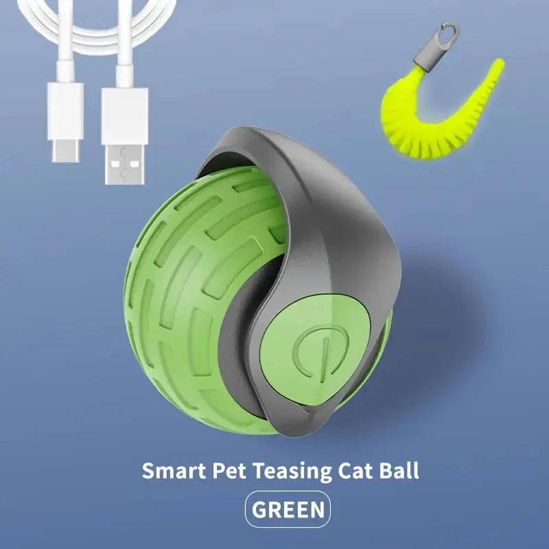 Automatic Interactive Smart Cat Toy - USB Rechargeable Rolling Ball and Mouse Car Teaser Green G
