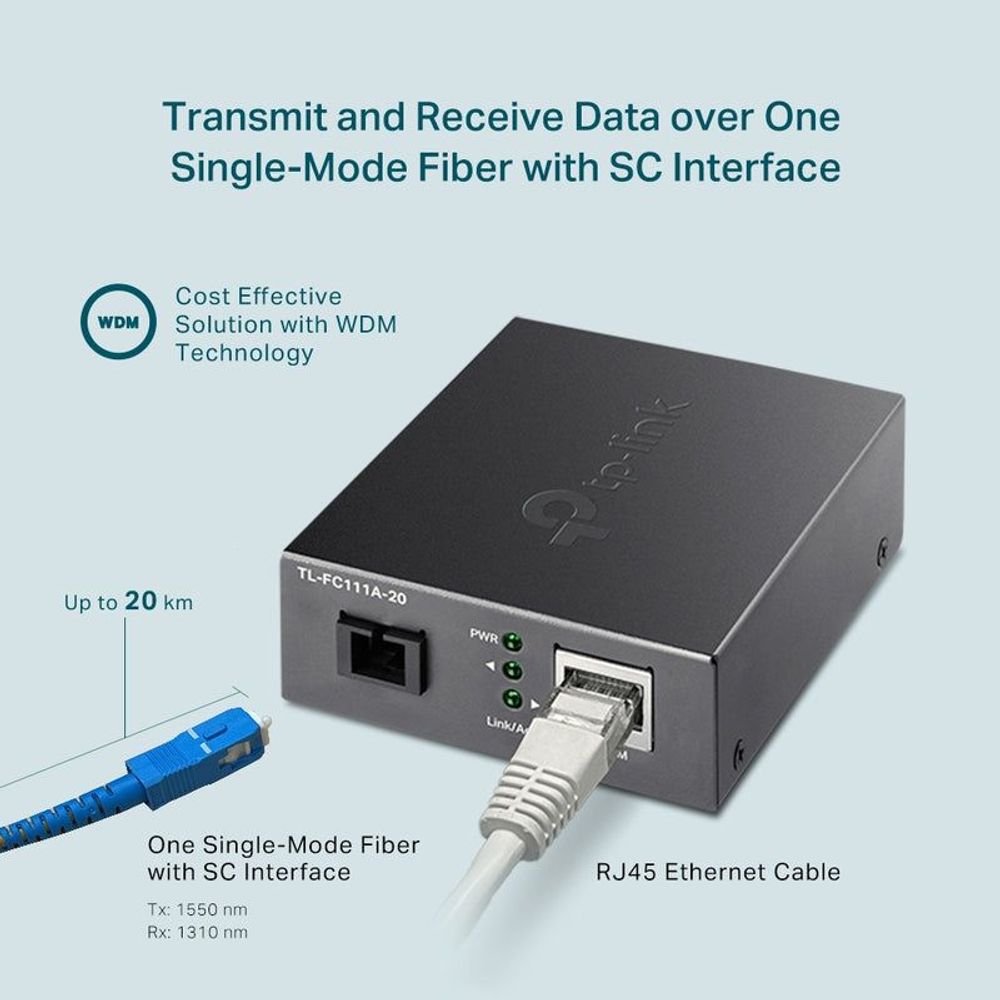 TL-FC111A-20 - TP-Link TL-FC111A-20 10/100 Mbps WDM Media Converter