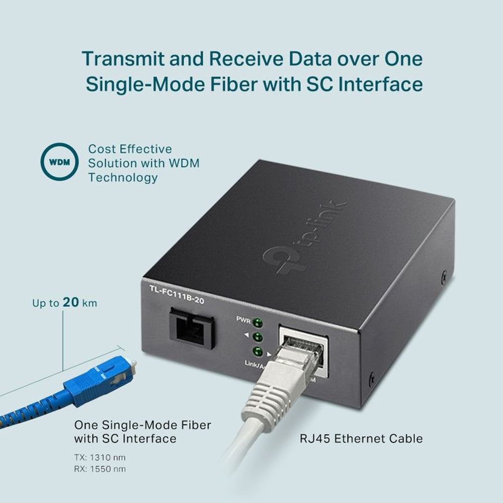 TL-FC111B-20 - TP-Link TL-FC111B-20 10/100 Mbps WDM Media Converter