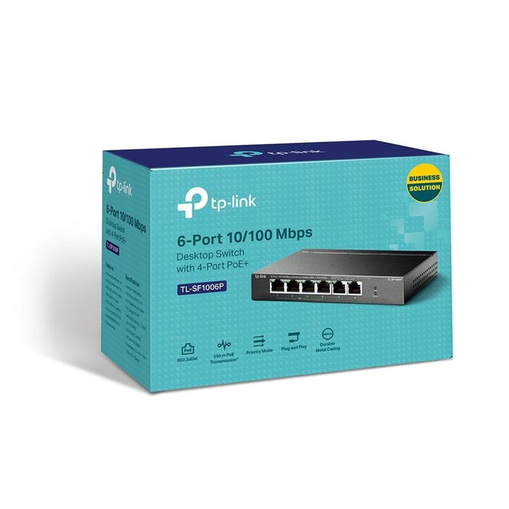 TP-Link TL-SF1006P 6-port 10/100 Mbps PoE+ desktop switch retail box
