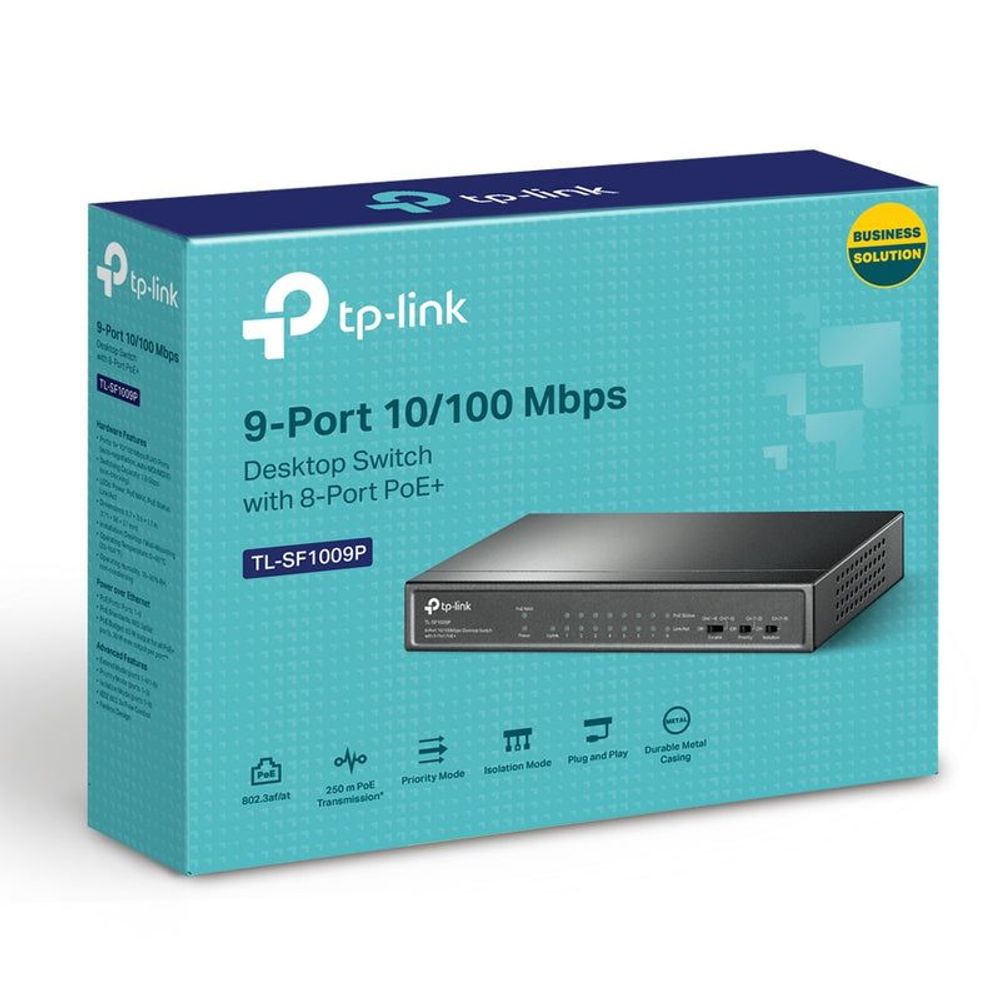TP-Link 9-port 10/100 Mbps PoE+ desktop switch retail box