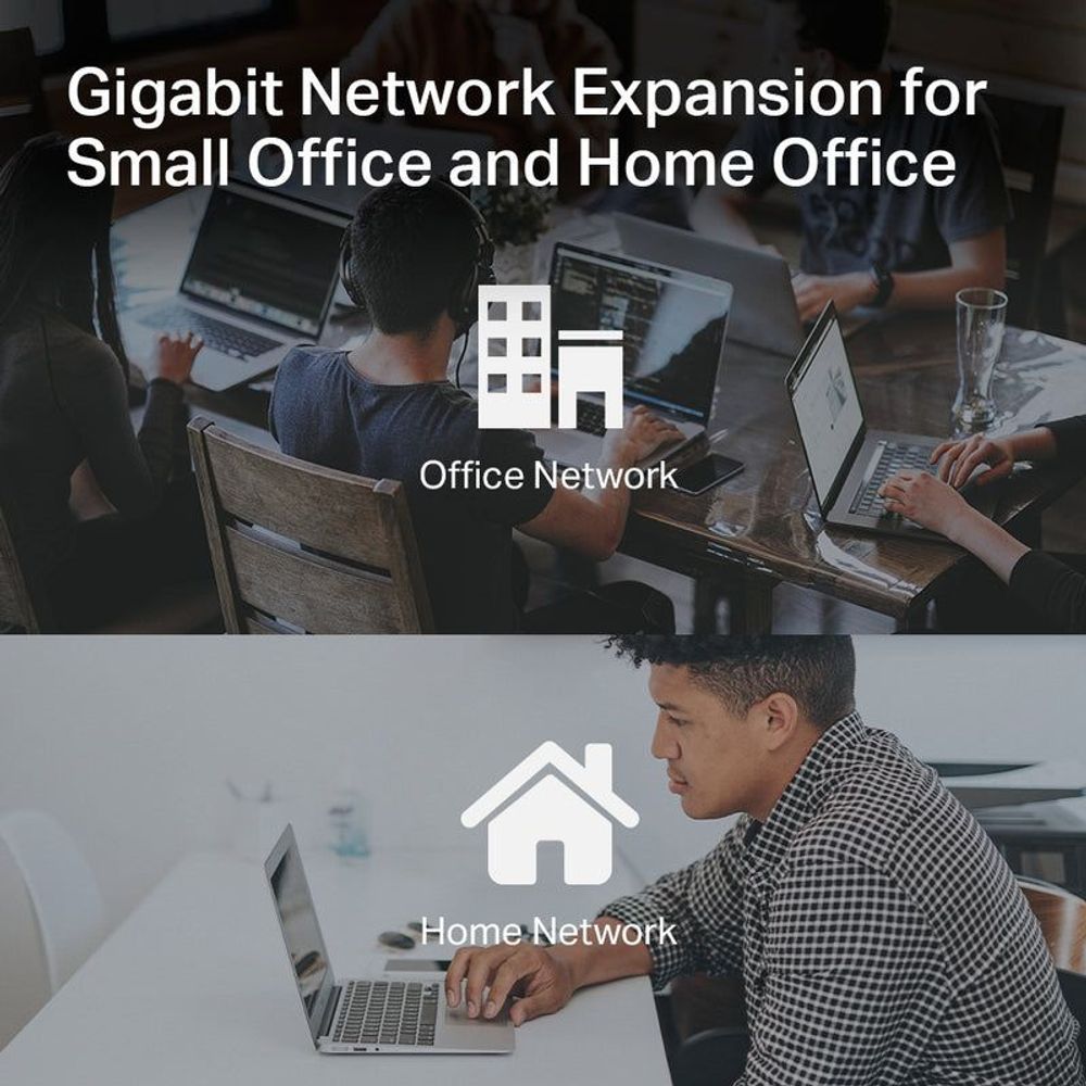 Small office and home office network expansion graphic with connection icons