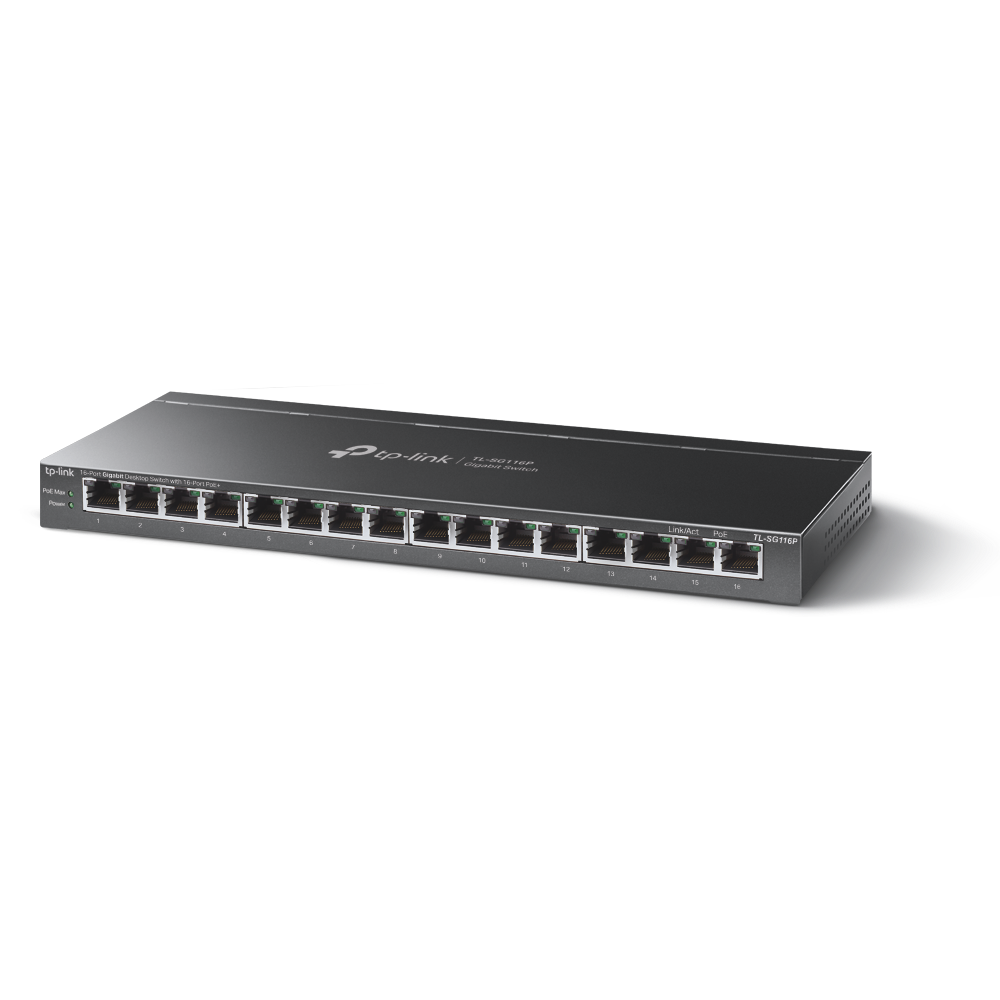 TL-SG116P - TP-Link 16-Port Gigabit Desktop Switch with 16-Port PoE+