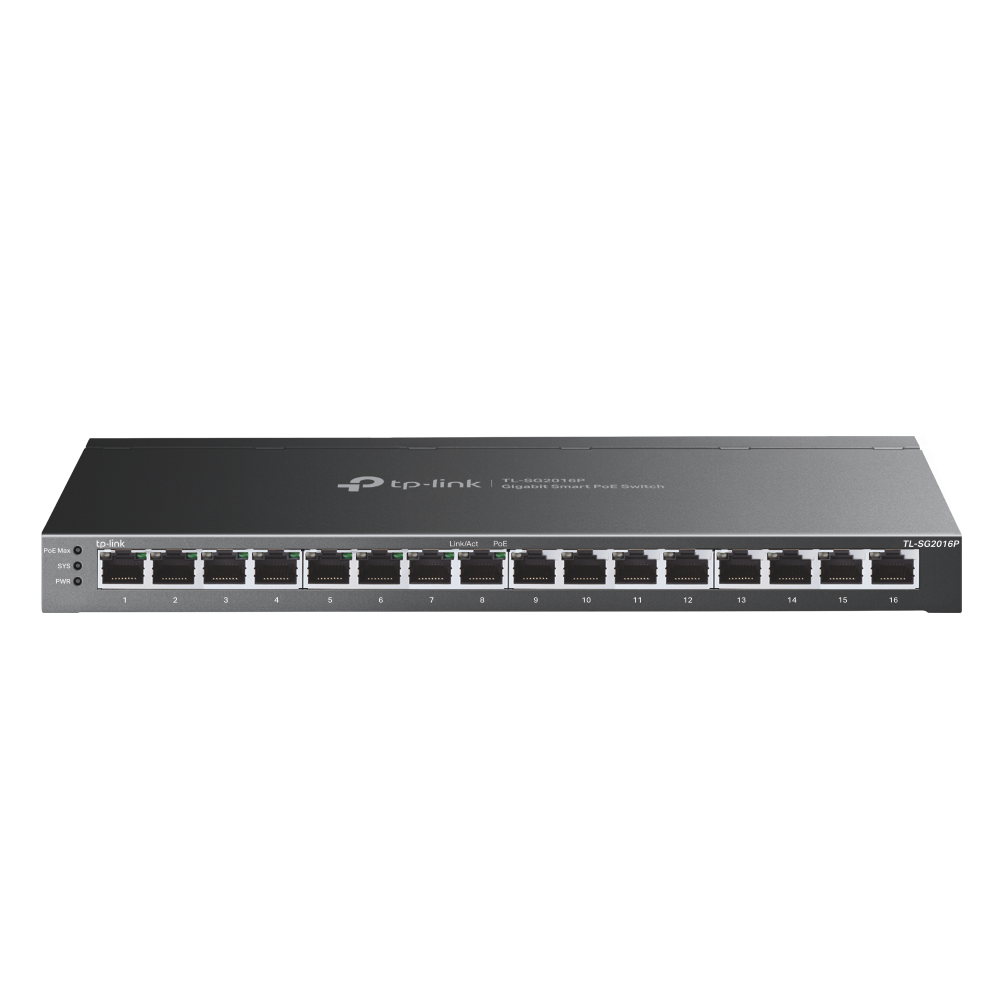 TP-Link JetStream 16-Port Gigabit Smart Switch with 8-Port PoE+ Default Title