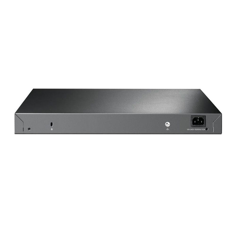 TP-Link JetStream switch rear panel with power inlet and interface ports