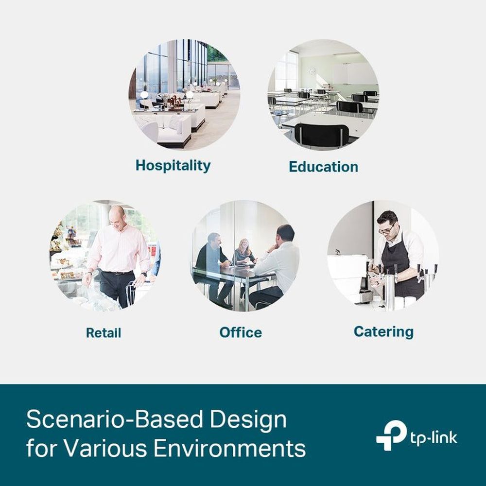 JetStream scenario icons infographic: hospitality, education, retail, office, catering