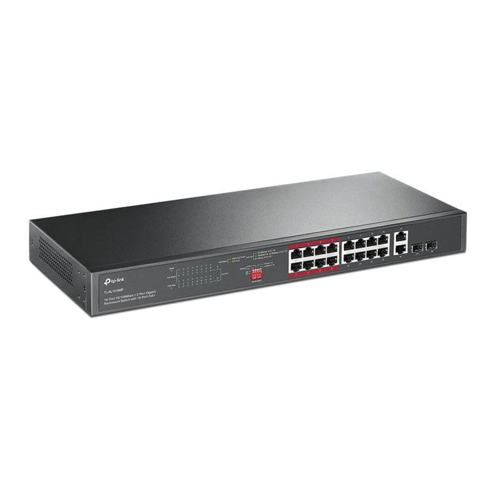 TL-SL1218MP - TP-Link 16-Port 10/100 Mbps + 2-Port Gigabit Rackmount Switch with 16-Port PoE+