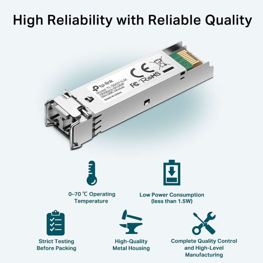 TP-Link gigabit SFP miniGBIC module in metal housing, LC duplex connector