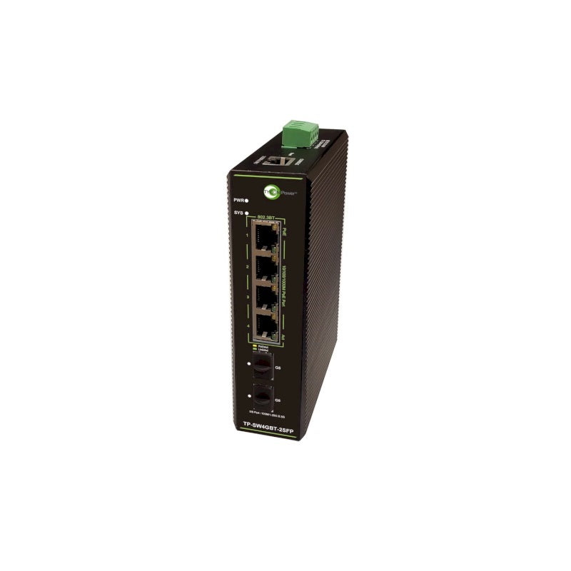 Tycon Systems TP-SW4GBT-2SFP Industrial 4 port Gigabit 802.3at/bt PoE Switch with 2 x 2.5G SFP