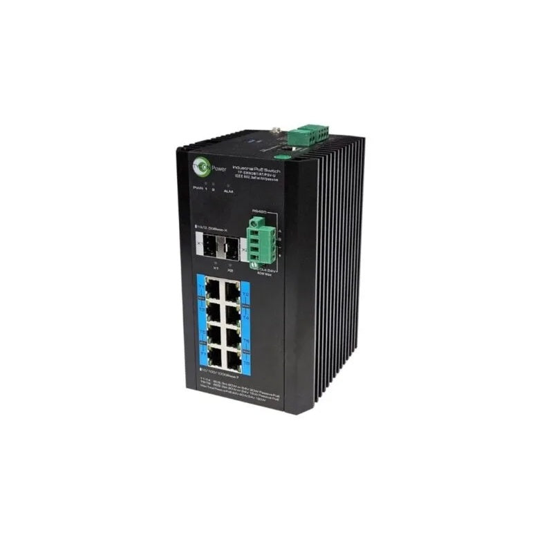 Tycon Power Systems TP-SW8GBT/AT/PSV-U Gigabit 8-Port Industrial PoE Switch with SFP Uplinks