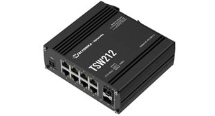 Teltonika TSW212 DIN Rail Mountable Managed Switch with 8 x 1Gbps ETH-ports and 2 x SFP