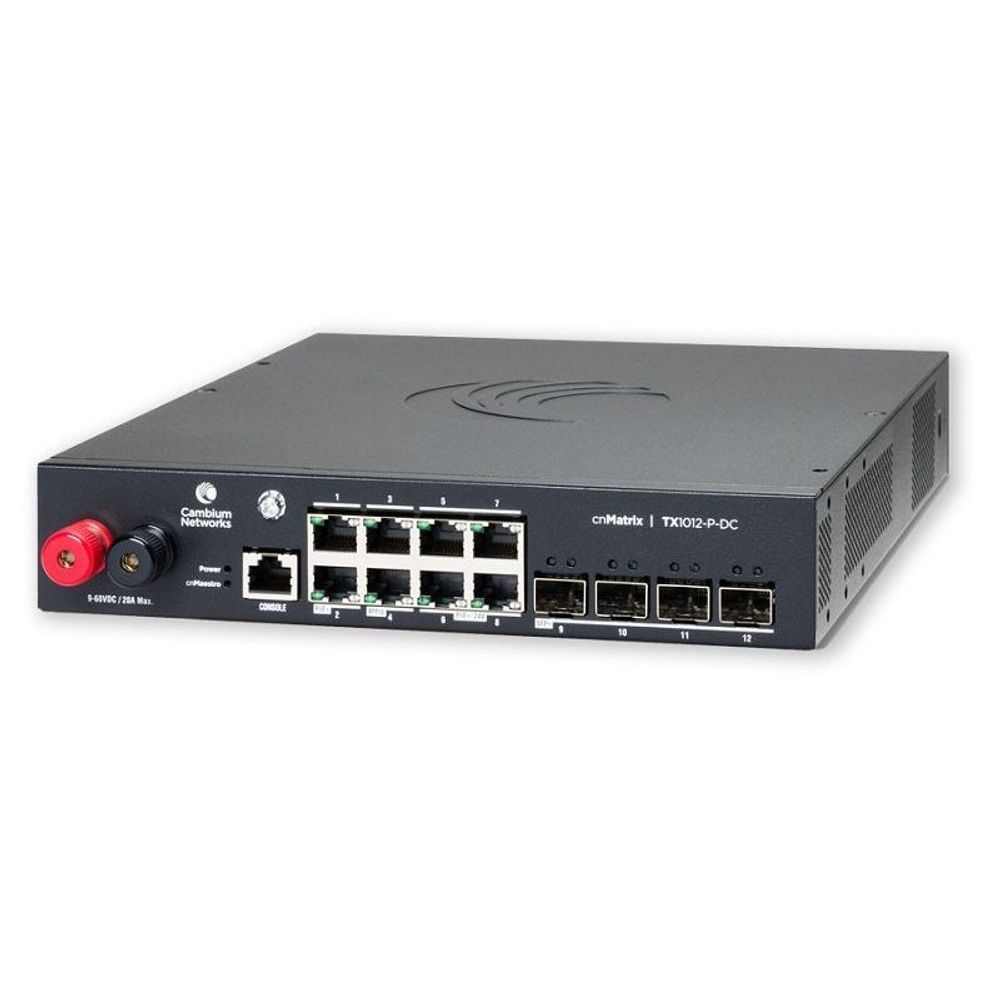 TX1012-P-DC - Cambium cnMatrix TX1012-P-DC 12-Port DC Powered PoE WISP Tower Switch