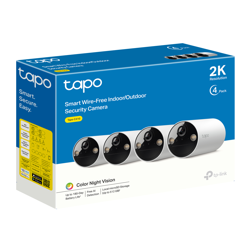TP-Link Smart Wire-Free Indoor/Outdoor Security Camera 4 Pack