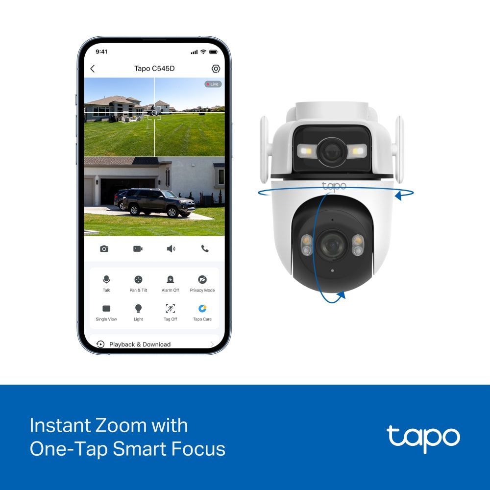TP-Link Tapo C545D, Outdoor Dual Lens Pan/Tilt Security Camera
