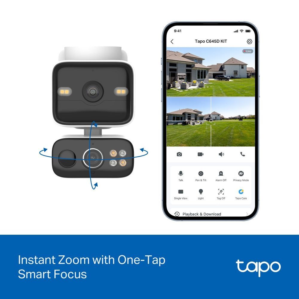 TP-Link Tapo C645D KIT, Solar-Powered Dual-Lens Pan/Tilt Security Camera Kit