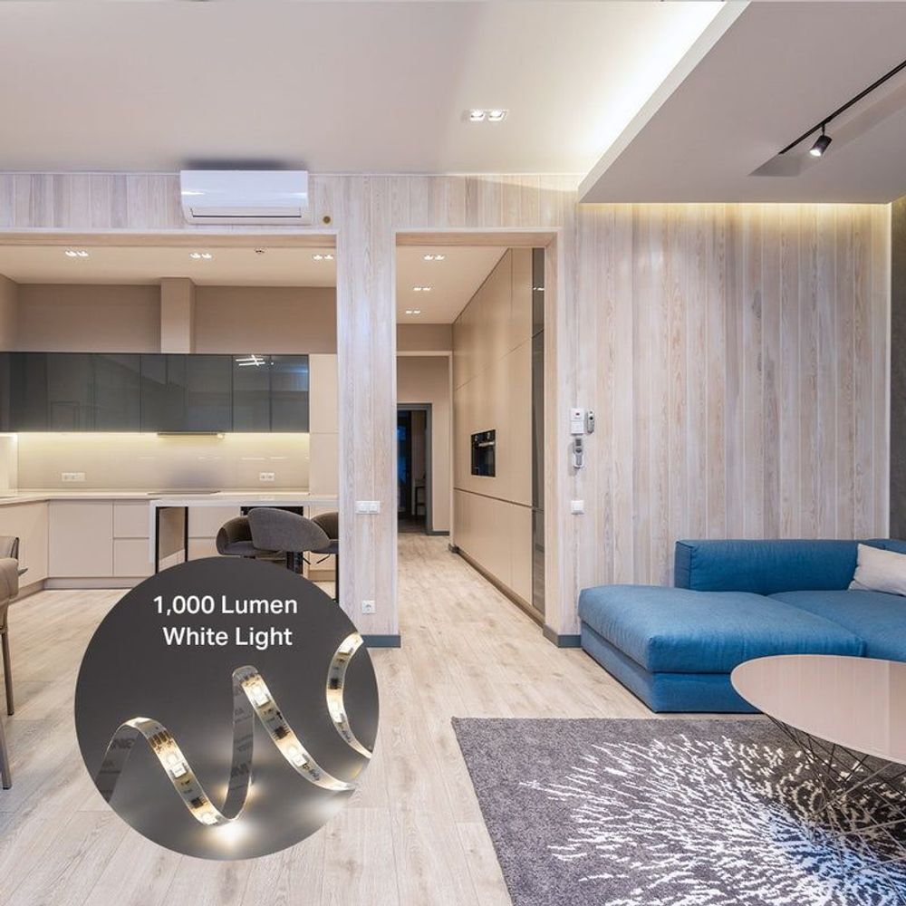 TP-Link Tapo smart Wi-Fi light strip casting bright white LED light