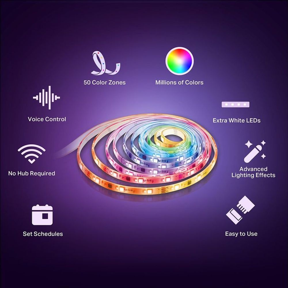 TP-Link Tapo smart Wi-Fi light strip featuring color zones and extra white LEDs