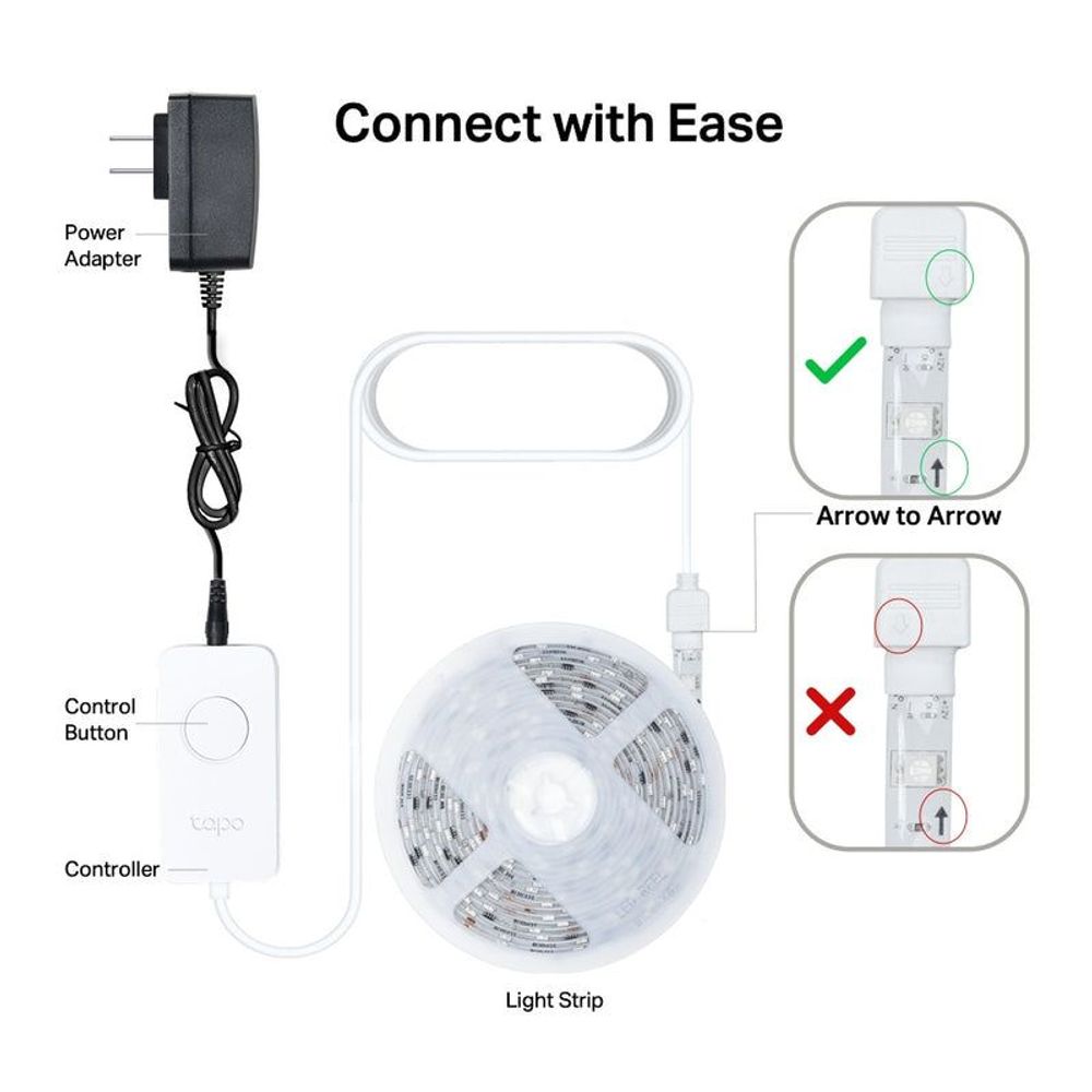 TP-Link Tapo smart Wi-Fi light strip kit with power adapter and controller