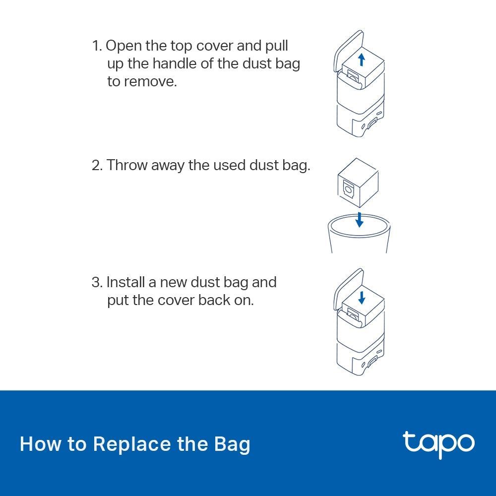 TP LINK Tapo RVA200 Robot Vacuum 3L Disposable Dust Bag (4L ×3) - For RV30 Plus, RV30C, RV30C Plus, RV20, RV20 Plus, RV10 Plus