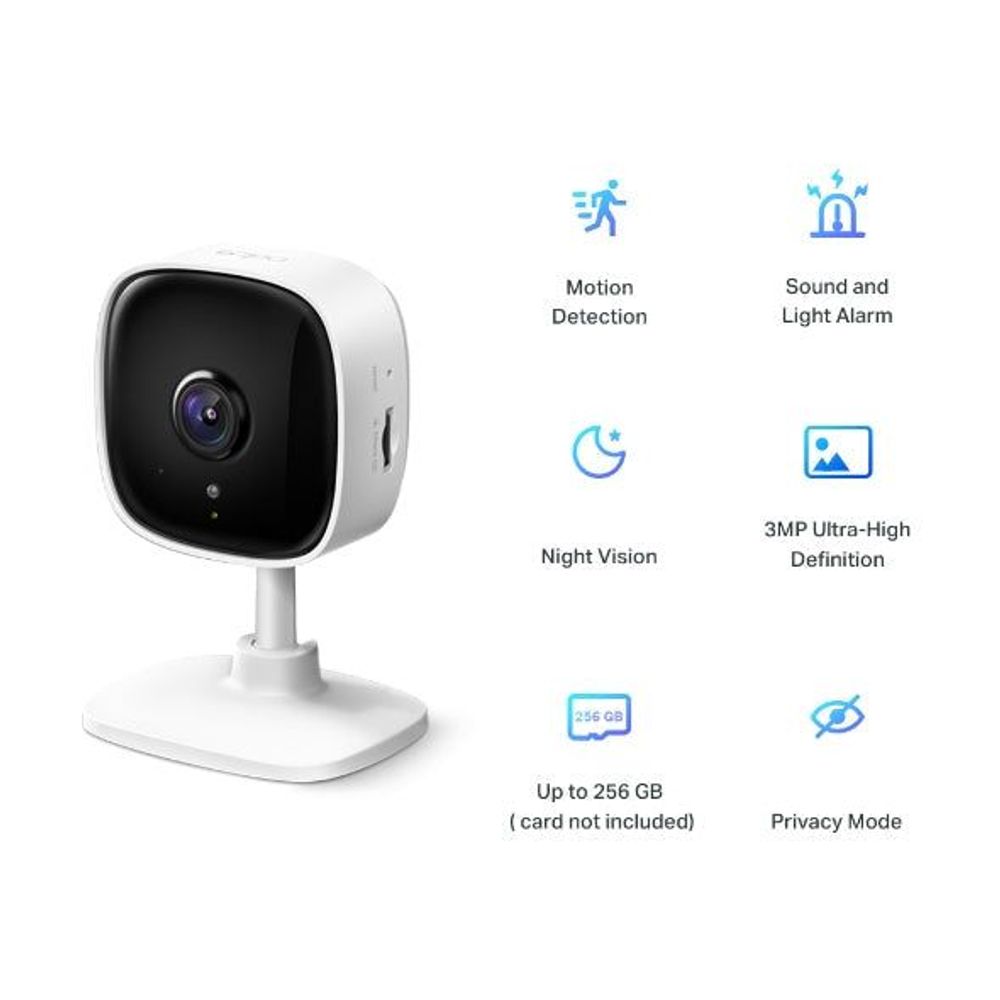 Indoor Wi‑Fi security camera with night vision and 3MP ultra‑high definition indicators