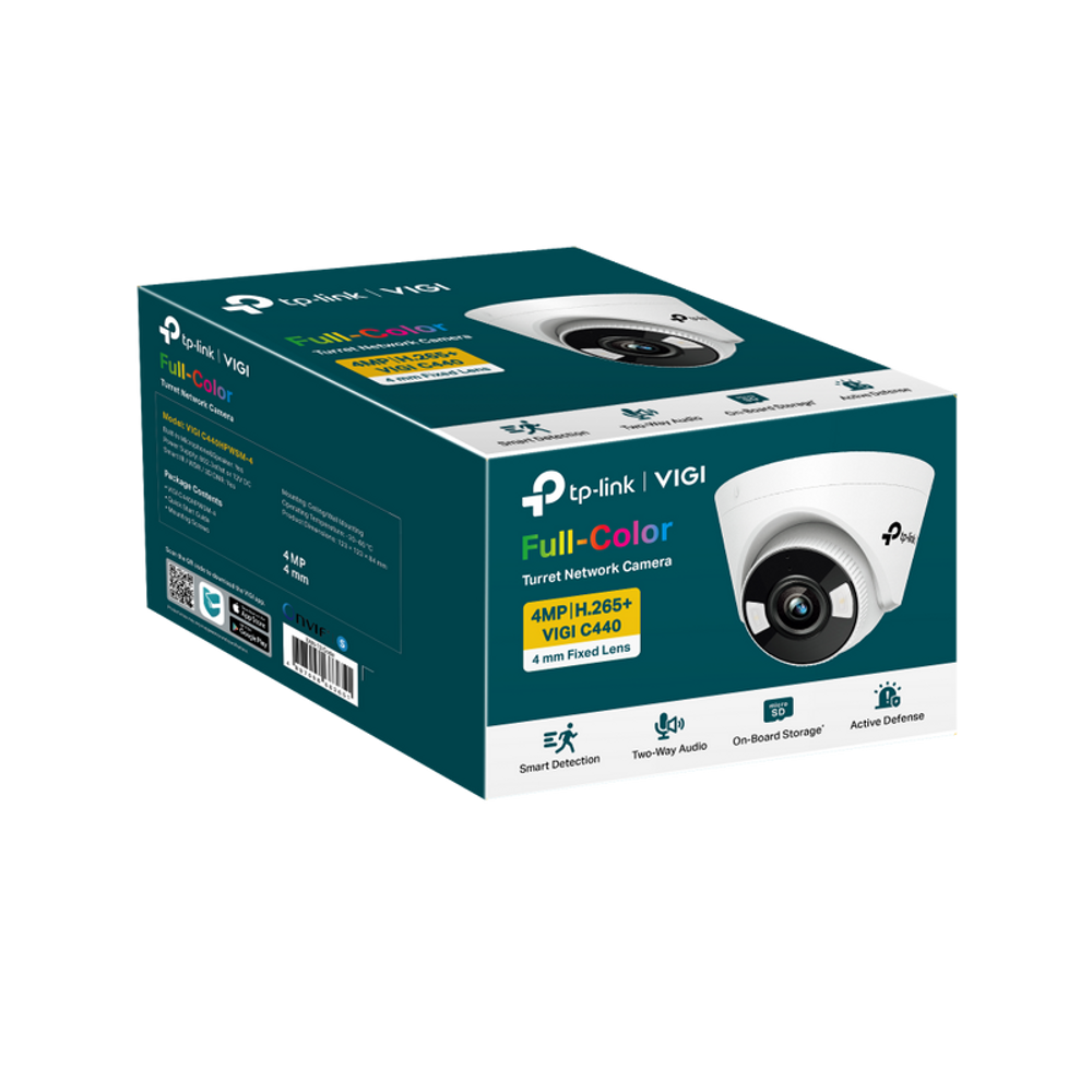 TP-Link VIGI Full-Color turret camera retail box with product image on the front