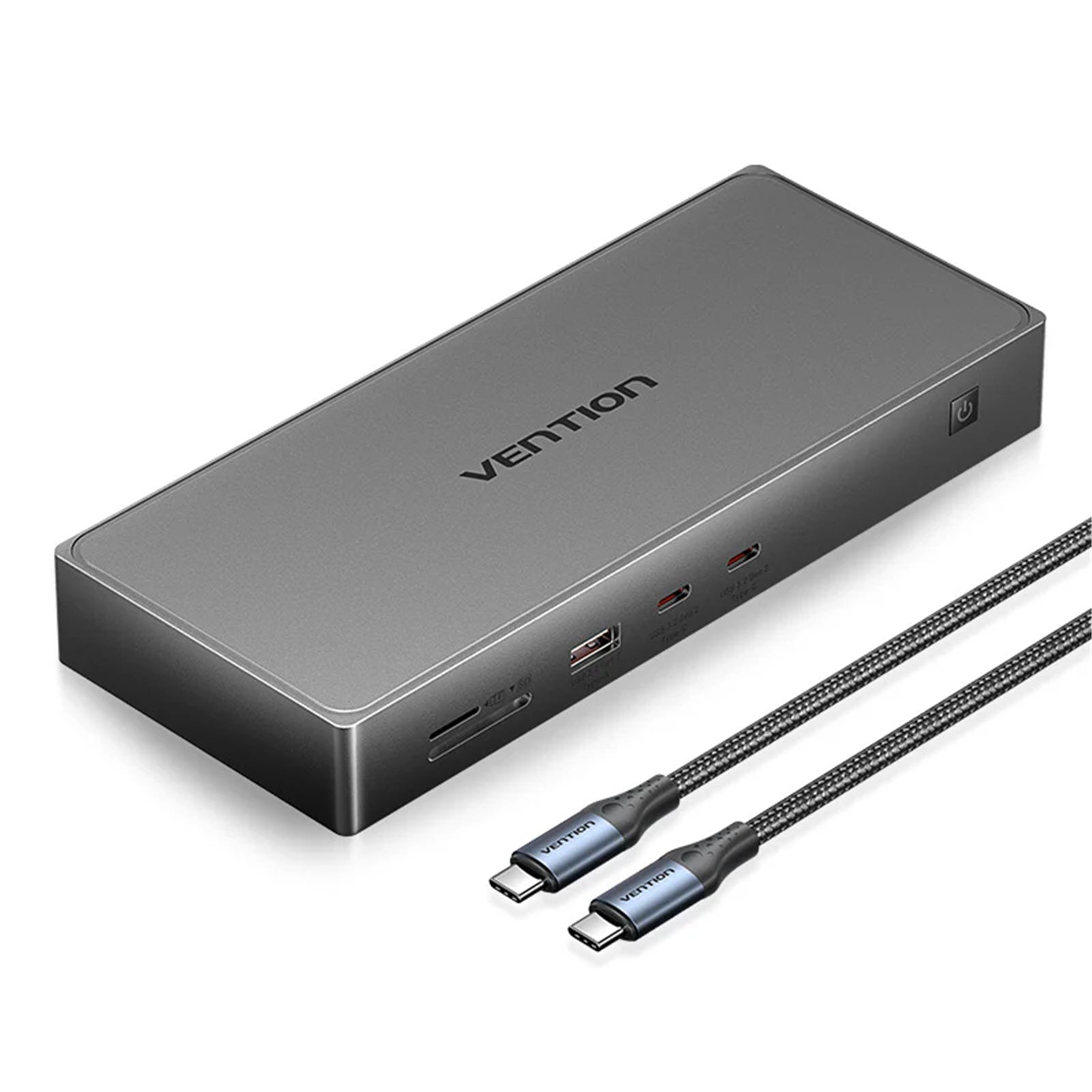 Vention USB-C to (DP+HDMI)/(USB-C+HDMI)/USB 3.2 Gen 2-C*2/USB 3.2 Gen 2-A/RJ45/SD/TF/PD DisplayLink Docking Station Gray Aluminum Alloy Type Default Title