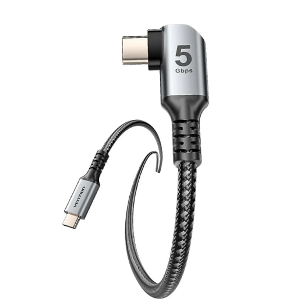 Vention USB 3.0 C Male to C Male Right Angle VR Cable 3M Gray Aluminum Alloy Type Default Title